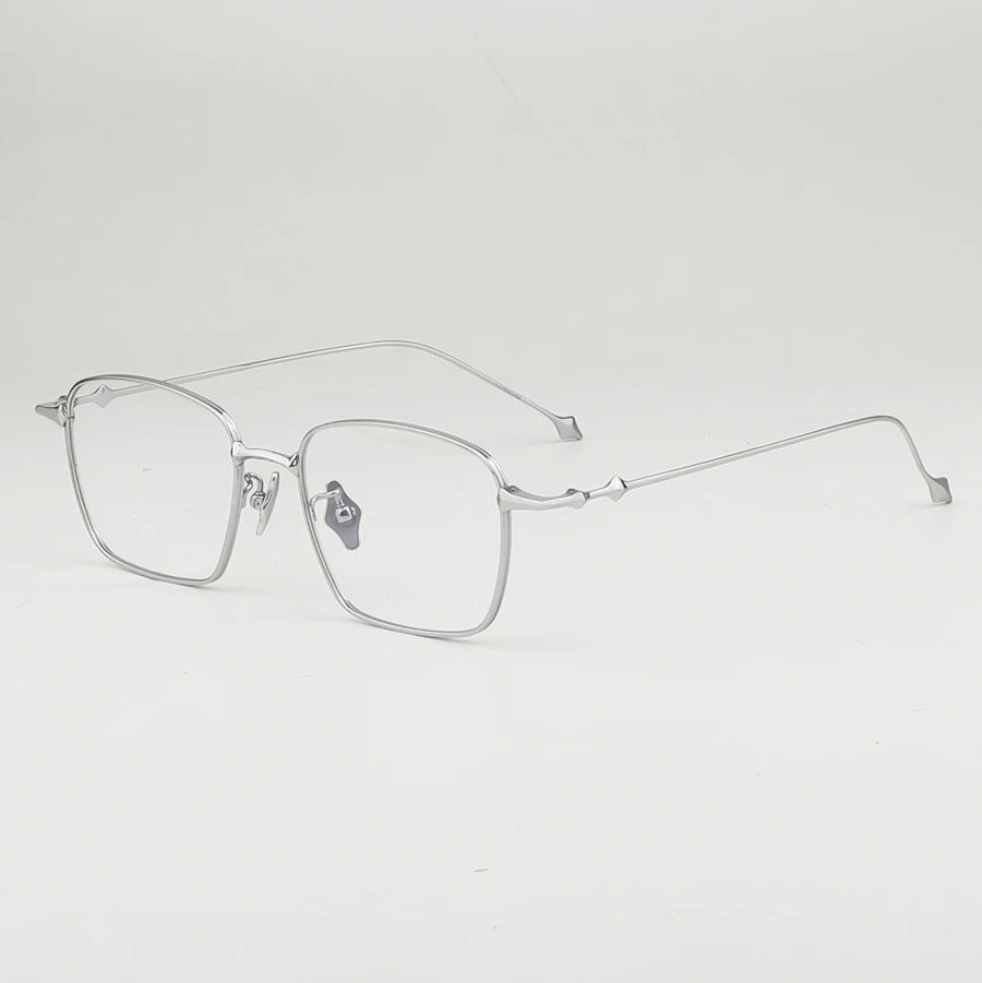 Muzz Unisex Full Rim Square Ip Plated Titanium Eyeglasses Bab82 Full Rim Muzz Silver  