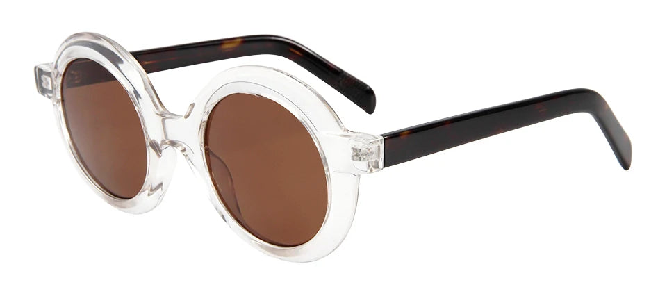 Esnbie Unisex Full Rim Round Acetate Tr 90 Sunglasses 230641