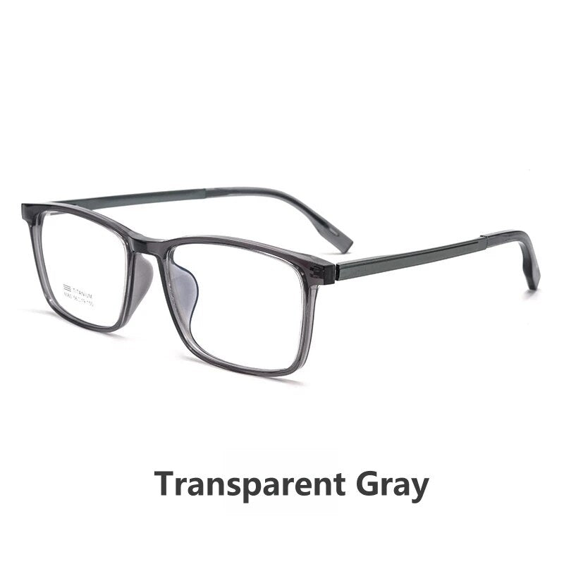 KatKani Unisex Full Rim Square Tr 90 Titanium Eyeglasses L6060m Full Rim KatKani Eyeglasses Transparent Gray  