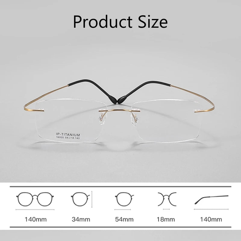 Yimaruili Unisex Rimless Square Oval Titanium Eyeglasses 41600 Rimless Yimaruili Eyeglasses