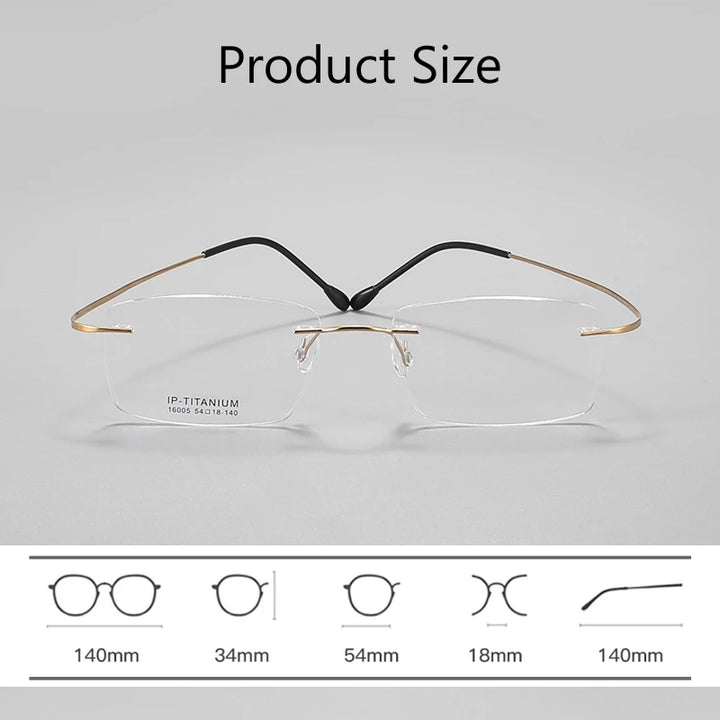 Yimaruili Unisex Rimless Square Oval Titanium Eyeglasses 41600 Rimless Yimaruili Eyeglasses