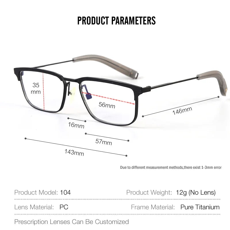 Aror Unisex Full Rim Square Titanium Eyeglasses 247104
