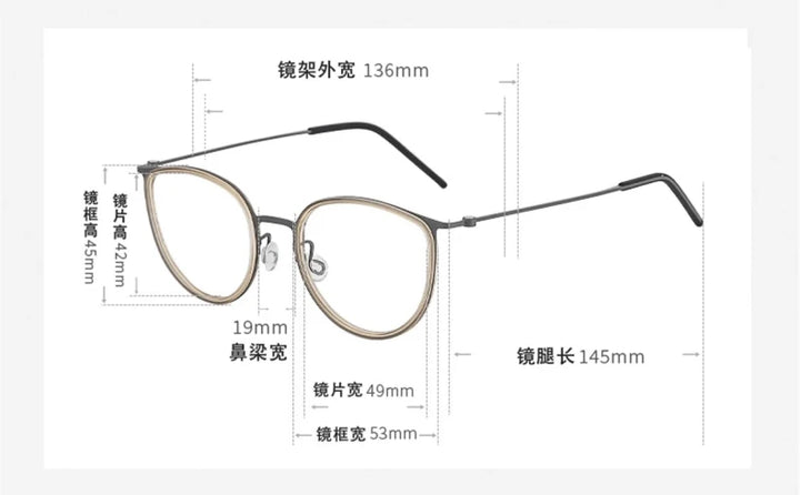 Black Mask Women's Full Rim Cat Eye Titanium Acetate Eyeglasses 635843