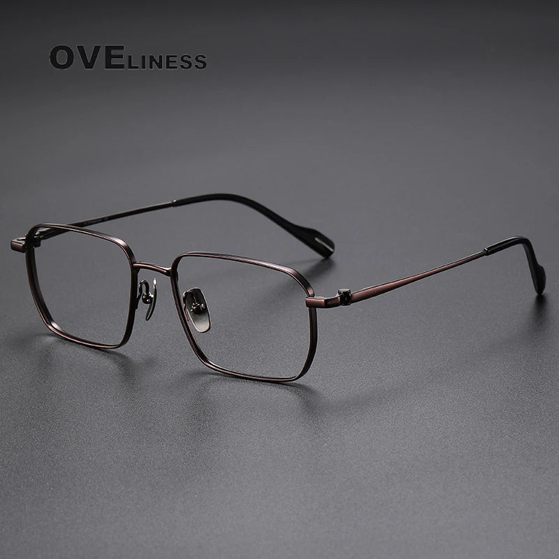 Oveliness Unisex Full Rim Polygon Square Titanium Eyeglasses  81013 Full Rim Oveliness red  