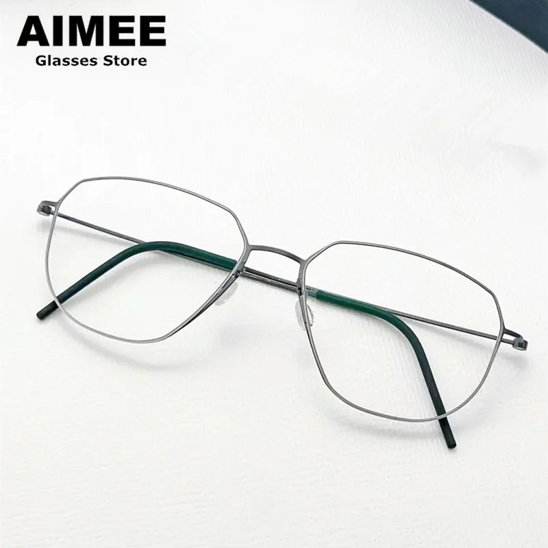 Aimee Unisex Full Rim Polygon Oval Titanium Eyeglasses 5505 Full Rim Aimee   