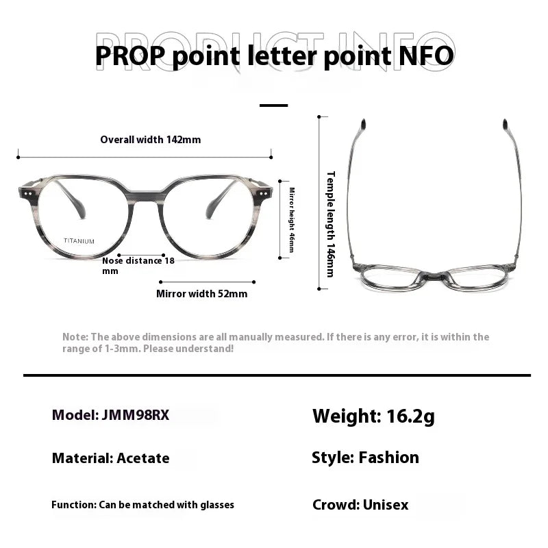 Aror Unisex Full Rim Flat Top Oval Acetate Titanium Eyeglasses 84298 Full Rim Aror