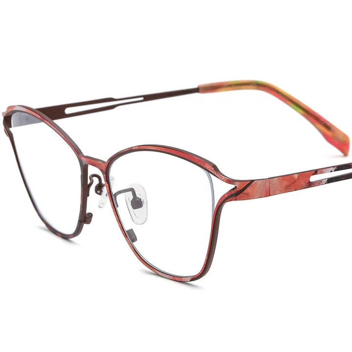Nobler Women's Full Rim Brow Line Cat Eye Titanium Eyeglasses 185922
