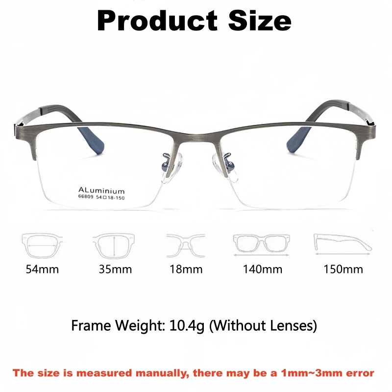 Yimaruili Men's Semi Rim Square Aluminium Alloy Eyeglasses 636809