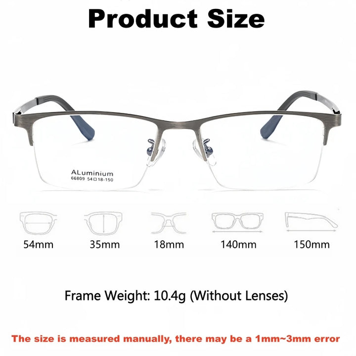 Yimaruili Men's Semi Rim Square Aluminium Alloy Eyeglasses 636809