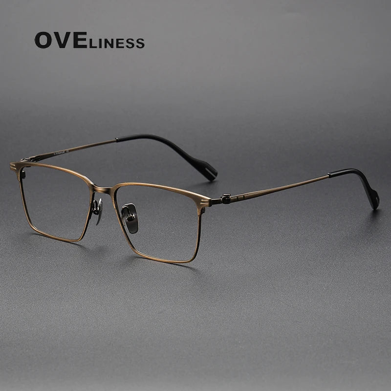 Oveliness Unisex Full Rim Square Titanium Acetate Eyeglasses 70800 Full Rim Oveliness bronze  