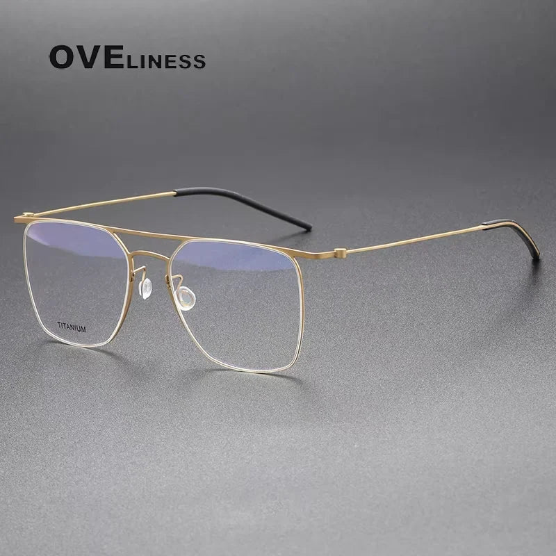 Oveliness Unisex Full Rim Square Double Bridge Steel Eyeglasses 45503 Full Rim Oveliness gold