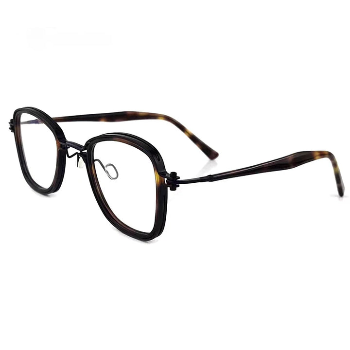 Black Mask Unisex Full Rim Square Acetate Titanium Eyeglasses 5884 Full Rim Black Mask Tortoise  