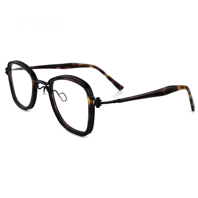 Black Mask Women's Full Rim Square Acetate Titanium Eyeglasses 195868