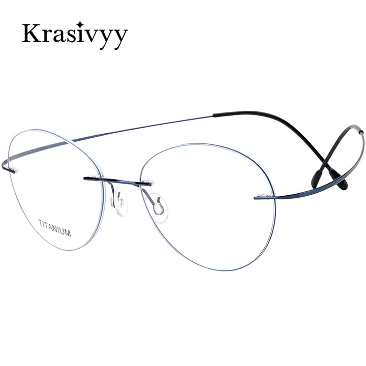 Krasivyy Unisex Rimless Oval Round Titanium Eyeglasses 36019