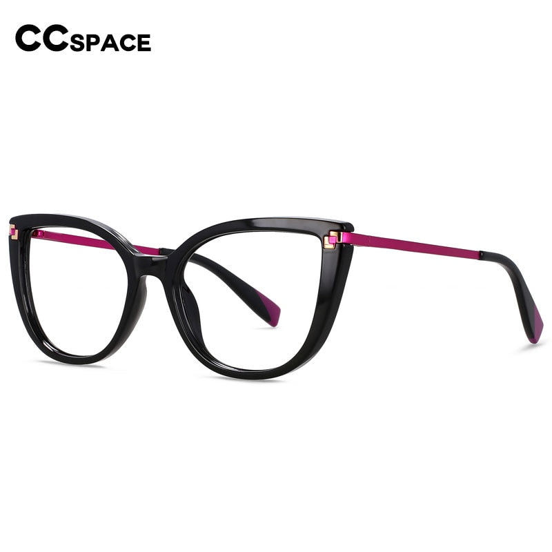 CCspace Women's Full Rim Square Cat Eye Tr 90 Alloy Eyeglasses 56520 Full Rim CCspace   