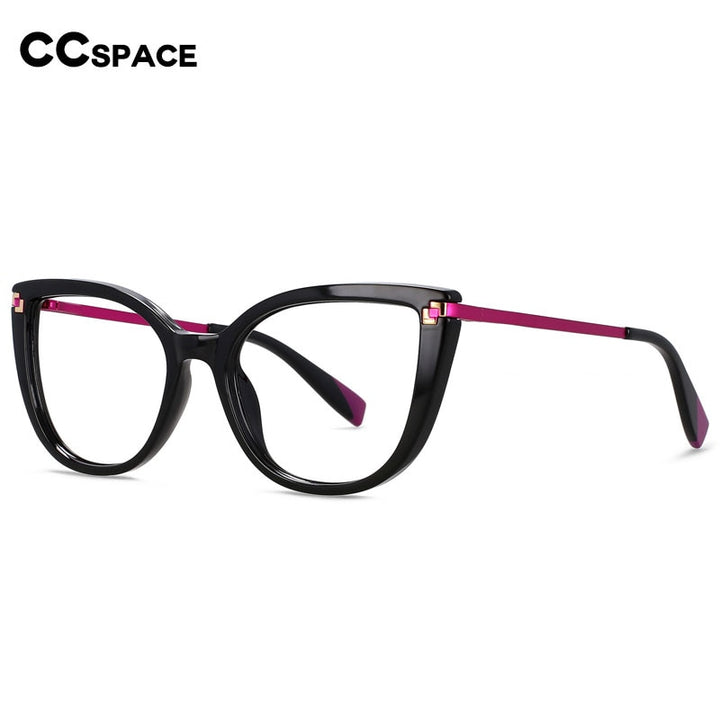 CCSpace Women's Full Rim Square Cat Eye Tr 90 Alloy Eyeglasses 56520 Full Rim CCspace   