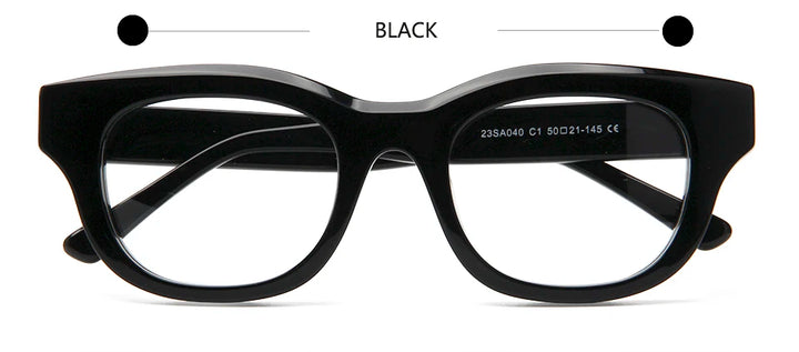 Esnbie Unisex Full Rim Square Oval Thick Acetate Eyeglasses 230401 Full Rim Esnbie Black  