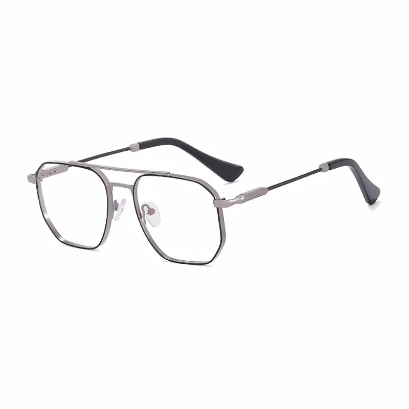 Ralferty Men's Full Rim Square Alloy Eyeglasses R91314 Full Rim Ralferty C6 Black Silver  