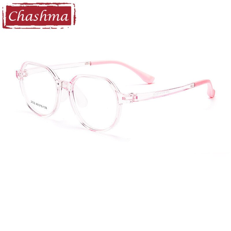 Chashma Unisex Children's Full Rim Round Tr 90 Titanium Eyeglasses 2602 Full Rim Chashma Transparent Pink  
