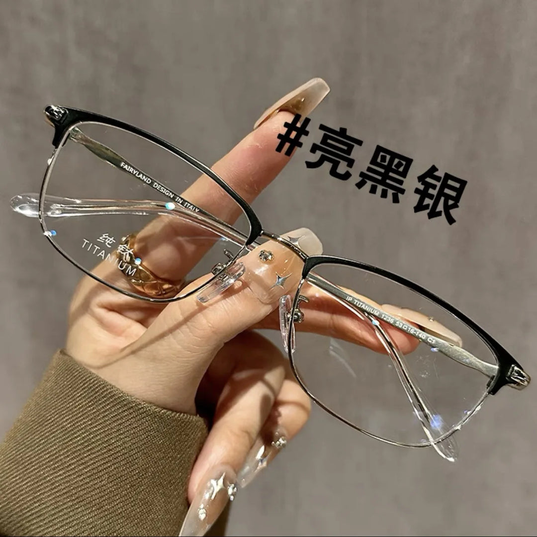 Zirosat Unisex Full Rim Square Titanium Eyeglasses 22201
