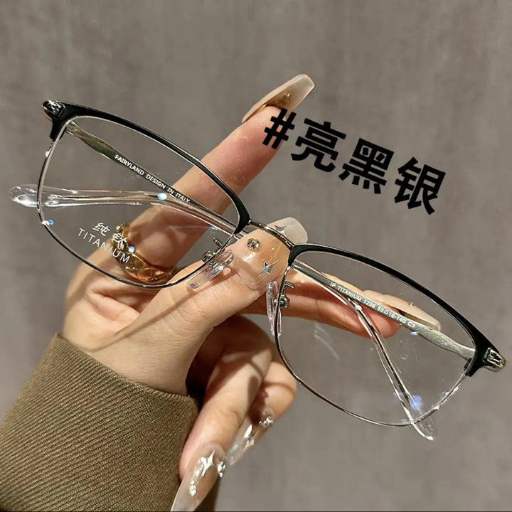 Zirosat Unisex Full Rim Square Titanium Eyeglasses 22201