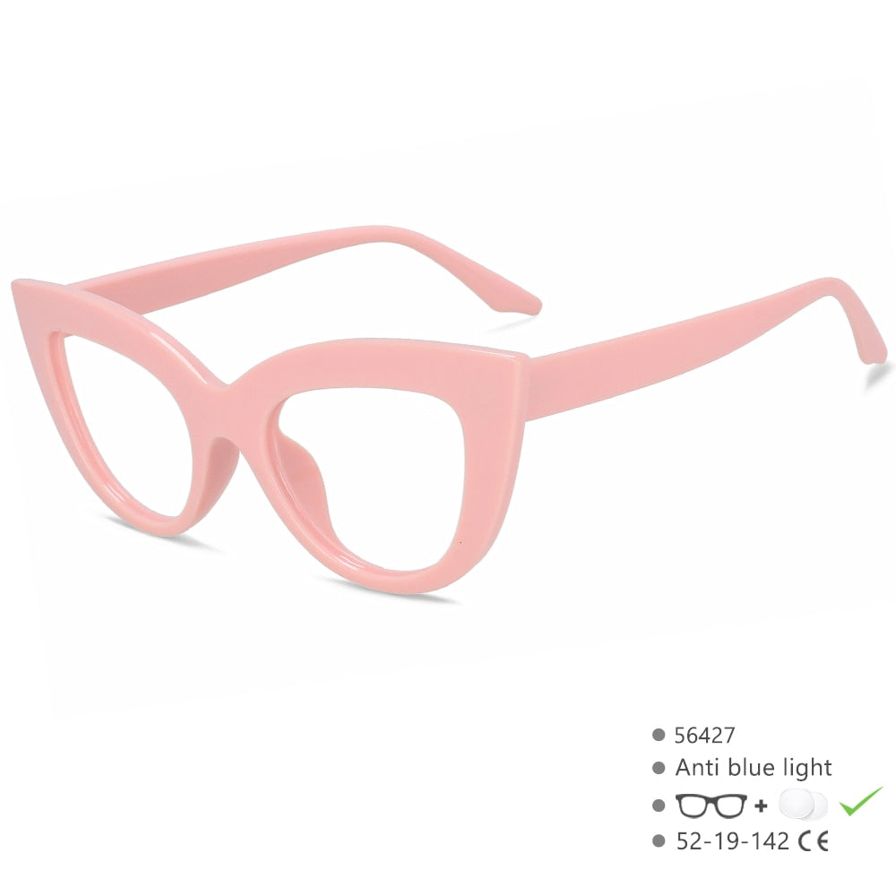 CCSpace Women's Full Rim Cat Eye PC Plastic Eyeglasses 56427 Full Rim CCspace Pink  