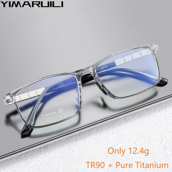 Yimaruili Men's Full Rim Square Tr 90 Titanium Eyeglasses 23070 Full Rim Yimaruili Eyeglasses   