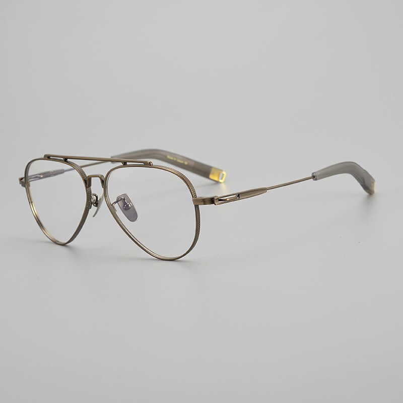 Hdcrafter Men's Full Rim Large Square Double Bridge Titanium Eyeglasses Hlsa-101 Full Rim Hdcrafter Eyeglasses Bronze  