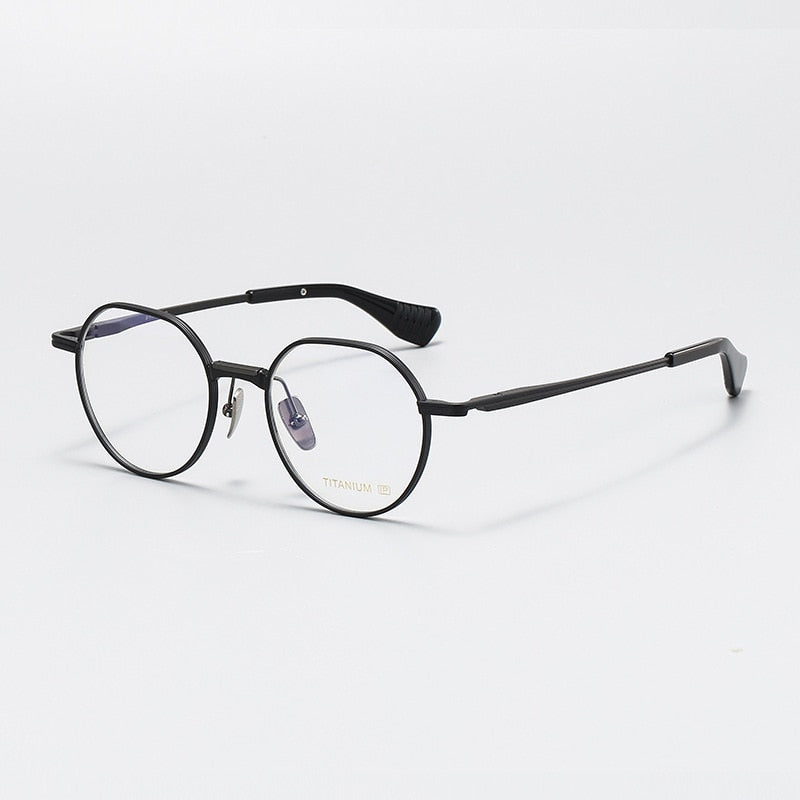 Gatenac Unisex Full Rim Round Titanium Eyeglasses Gxyj1065 Full Rim Gatenac Black  