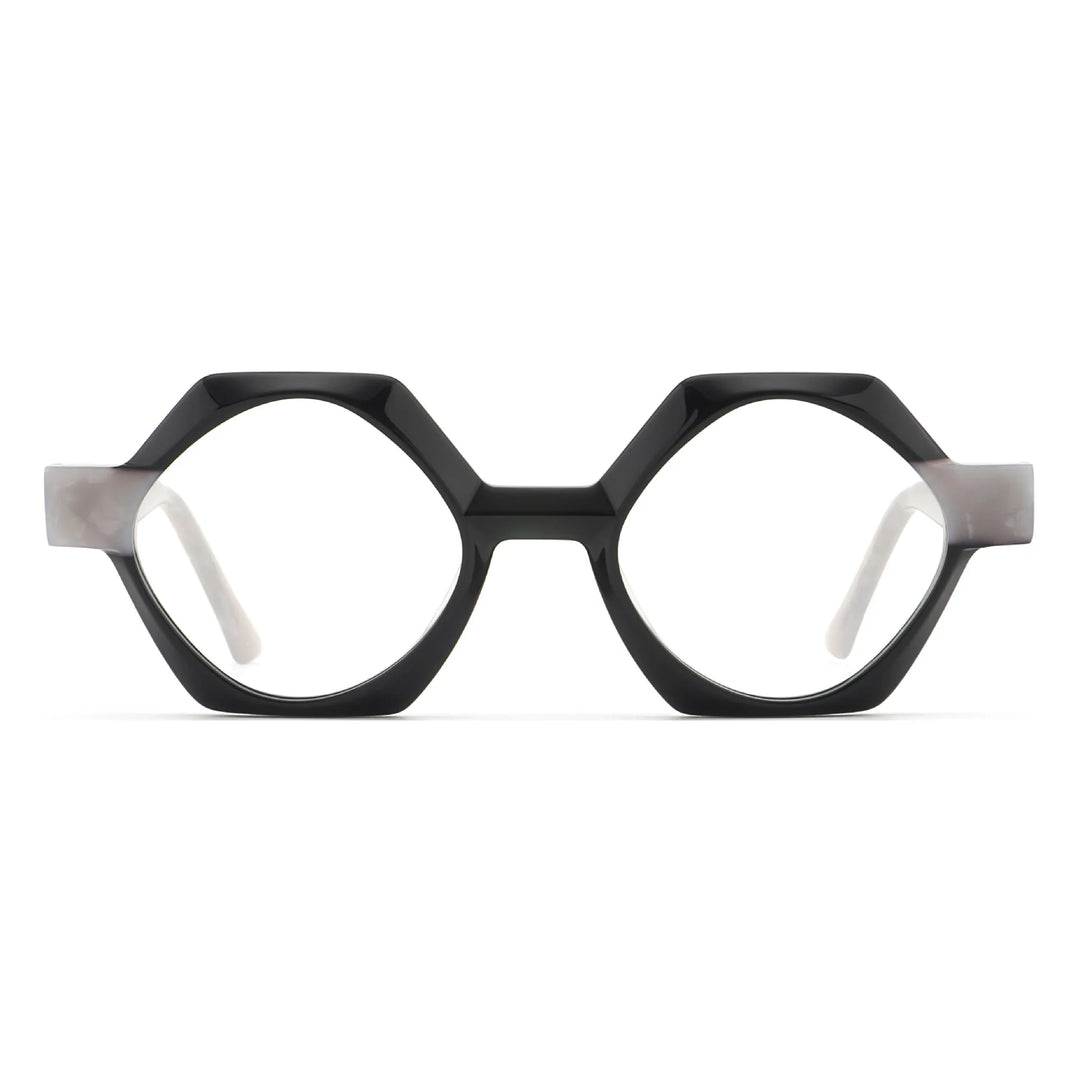 Hewei Women's Full Rim Flat Top Polygon Acetate Eyeglasses 923074