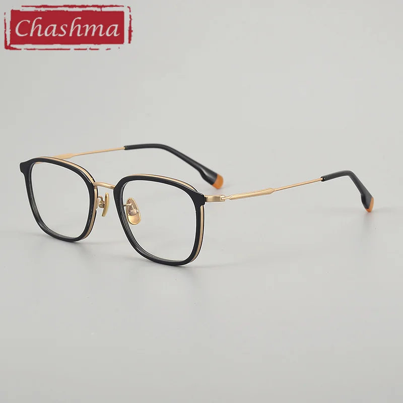Chashma Ottica Men's Full Rim Square Acetate Titanium Eyeglasses 412808