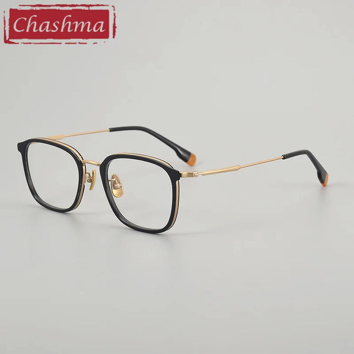 Chashma Ottica Men's Full Rim Square Acetate Titanium Eyeglasses 412808