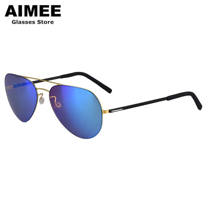 Aimee Women's Full Rim Oval  Double Bridge Titanium Sunglasses 198001