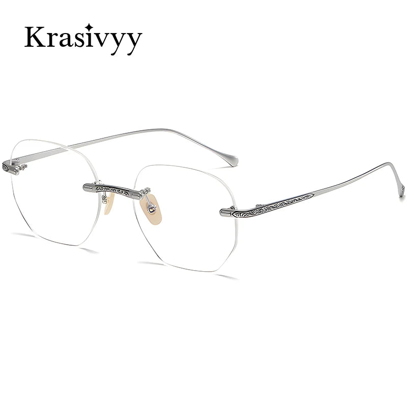 Krasivyy Women's Rimless Polygon Square Titanium Eyeglasses 45932