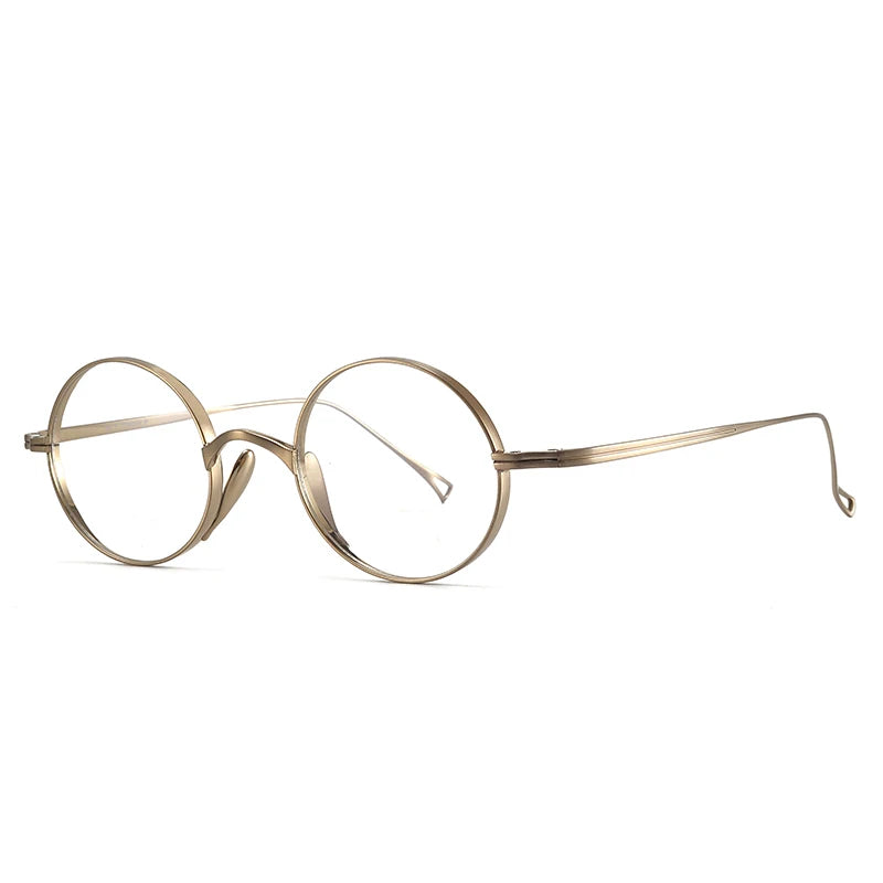 Bclear Unisex Full Rim Round Titanium Eyeglasses 1021 Full Rim Bclear Gold  