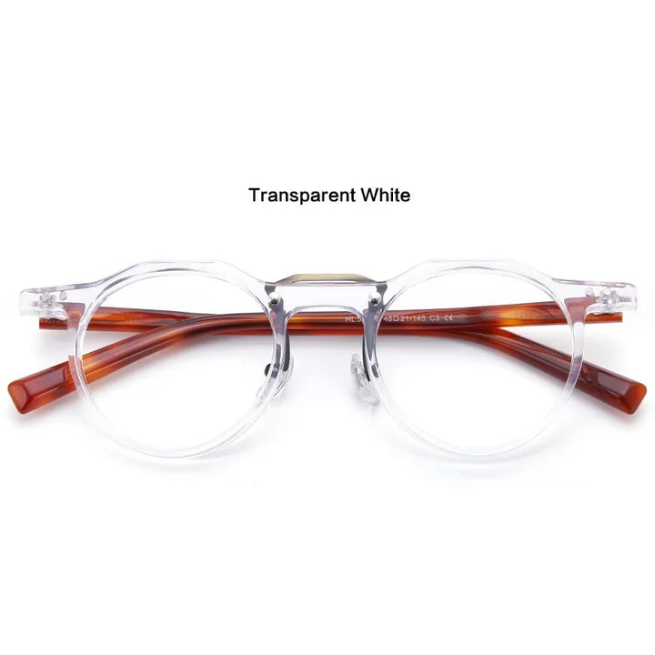 Aror Unisex Full Rim Flat Top Oval Double Bridge Acetate Titanium Eyeglasses 56498 Full Rim Aror 2