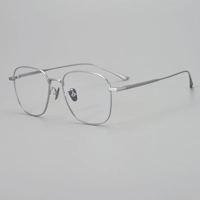 Aimee Men's Full Rim Oval Square Titanium Eyeglasses 14145 Full Rim Aimee Silver  