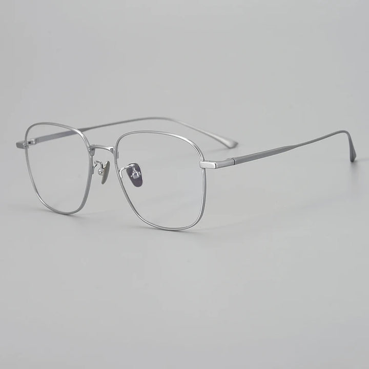 Aimee Men's Full Rim Oval Square Titanium Eyeglasses 14145 Full Rim Aimee Silver  