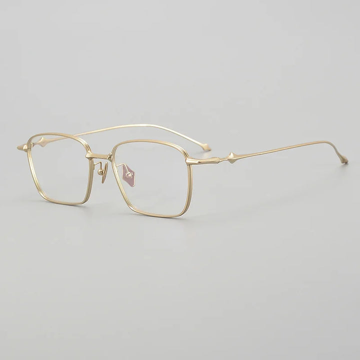 Summer Flower Unisex Full Rim Polygon Square Titanium Eyeglasses 81435 Full Rim Summer Flower Gold