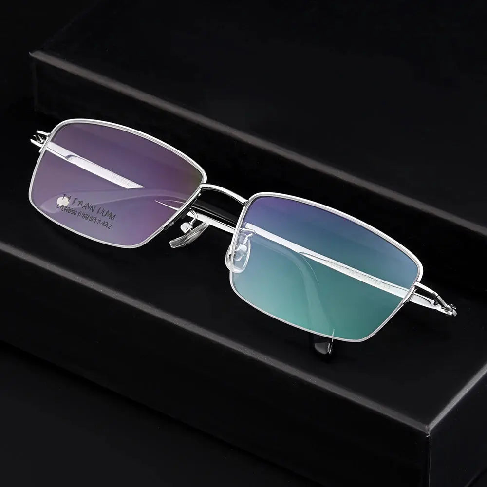 Gmei 896111 Mens Big Semi Rim Polygon Square Titanium Frames — view 1 | Gmei Optical at FuzWeb