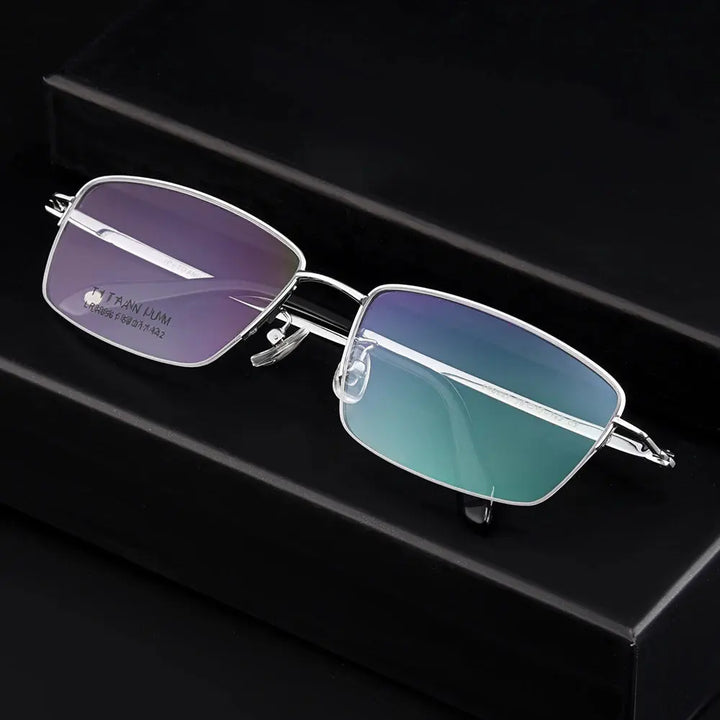 Gmei 896111 Mens Big Semi Rim Polygon Square Titanium Frames — view 1 | Gmei Optical at FuzWeb