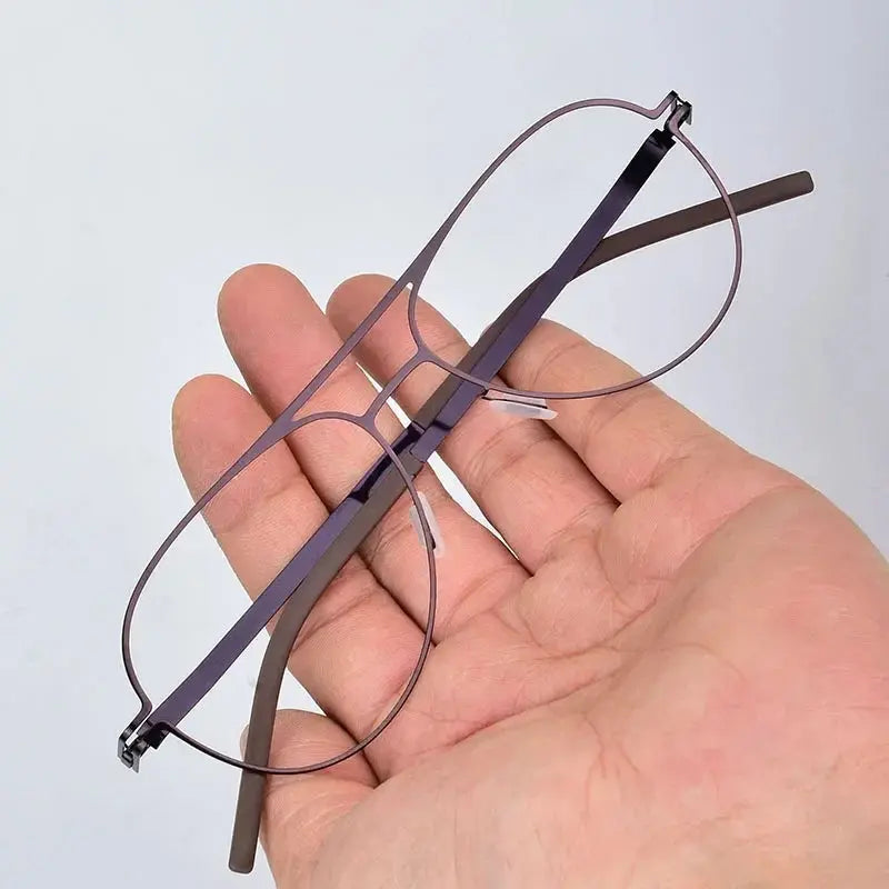 Bobbie Full Rim Double Bridge Unisex Oval Screwless Steel Frames 524316 FuzWeb
