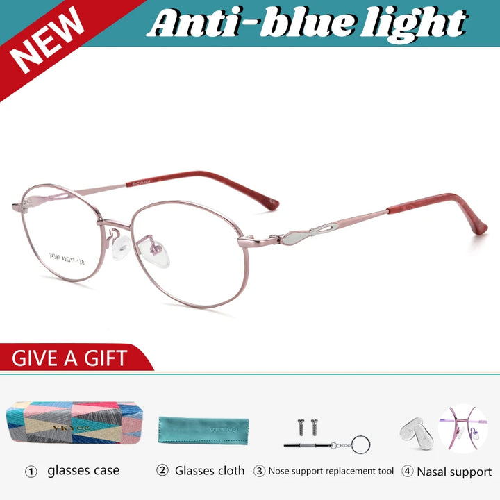 Vicky Women's Full Rim Oval Square Alloy Reading Glasses 34397