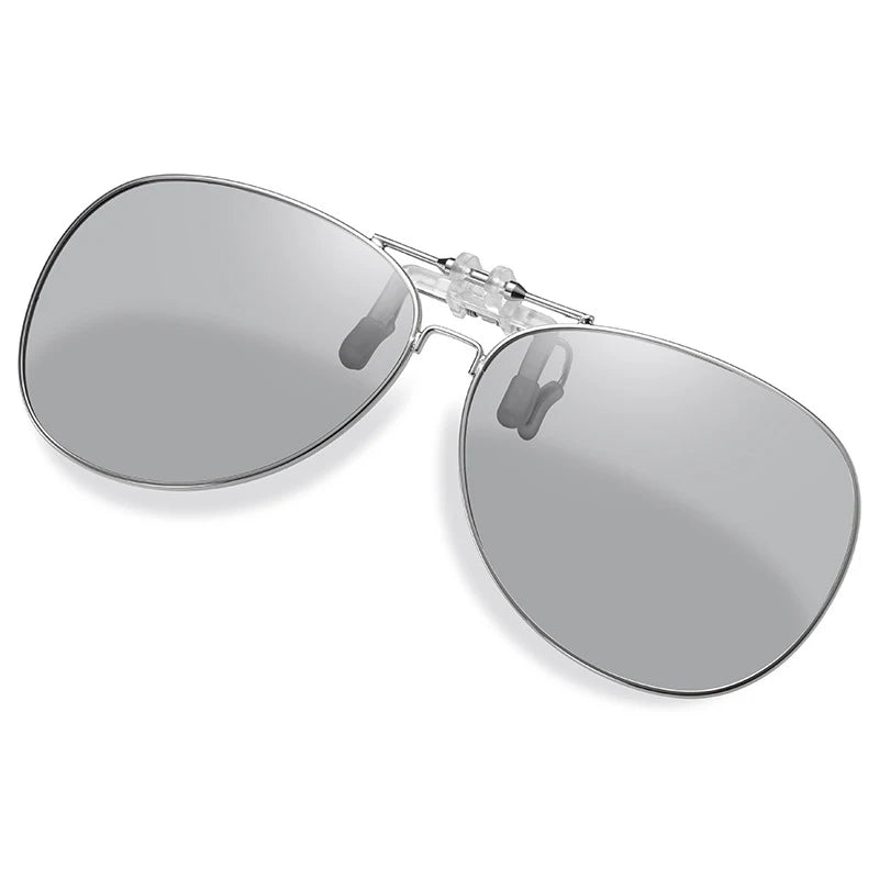 Vicky Unisex Full Rim Round Alloy Polarized Clip On Sunglasses V004 Clip On Sunglasses Vicky discolored gray  