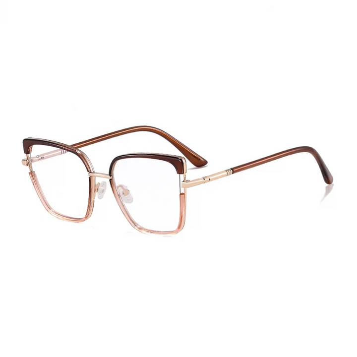 Ralferty Women's Full Rim Big Square Tr 90 Acetate Eyeglasses R83602 Full Rim Ralferty C4 Dark Brown CHINA 