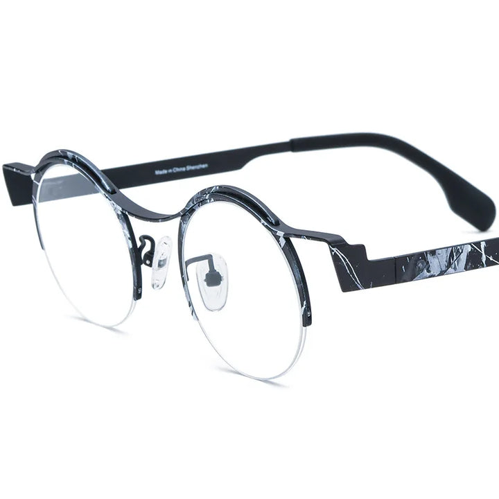 Nobler Women's Semi Rim Oval Round Titanium Eyeglasses 185837