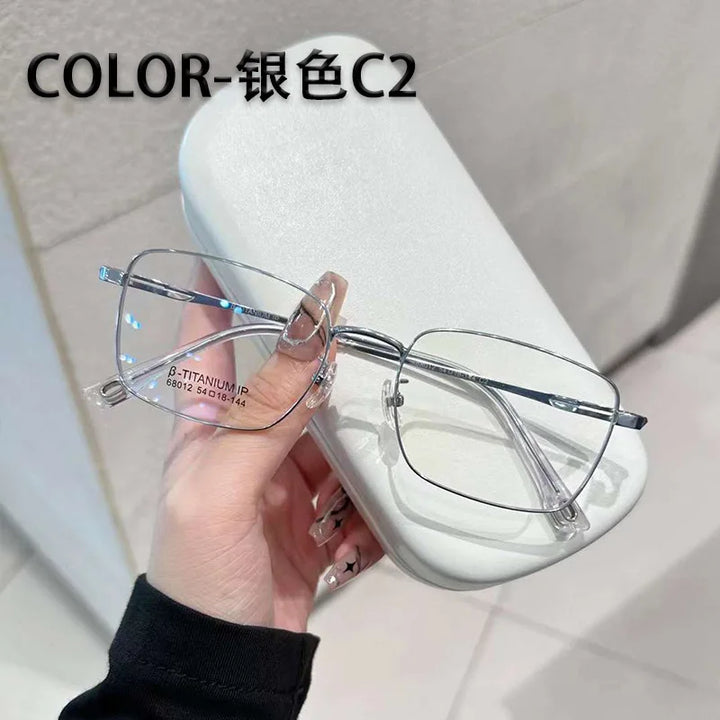 Zirosat Unisex Full Rim Square Titanium Eyeglasses 68012