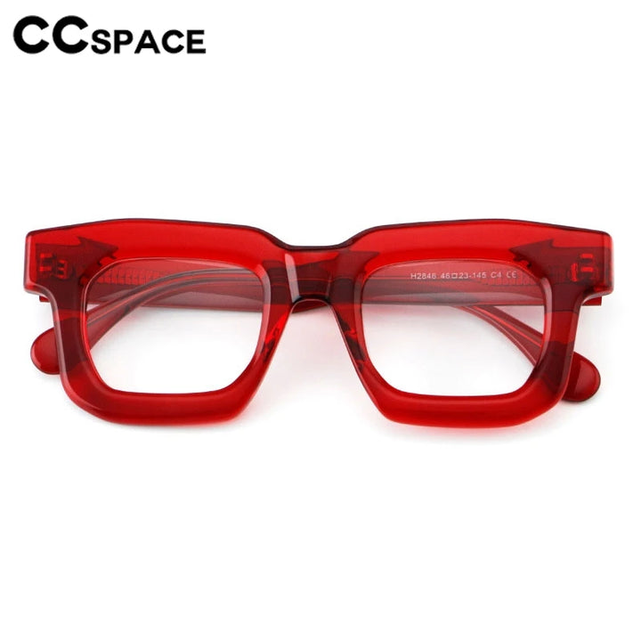 CCspace Unisex Full Rim Square Thick Acetate Eyeglasses 301902 Full Rim CCspace   