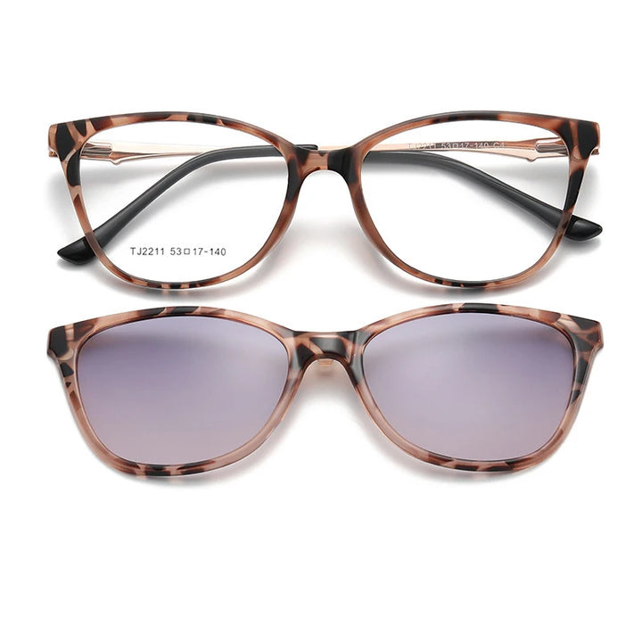 Vicky Women's Full Rim Cat Eye Tr 90 Alloy Reading Glasses Clip Sunglasses 62211