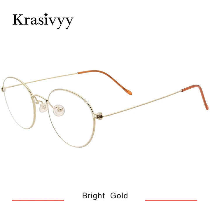 Krasivyy Womens Full Rim Oval Titanium Eyeglasses Kr7287 Full Rim Krasivyy Bright Gold  